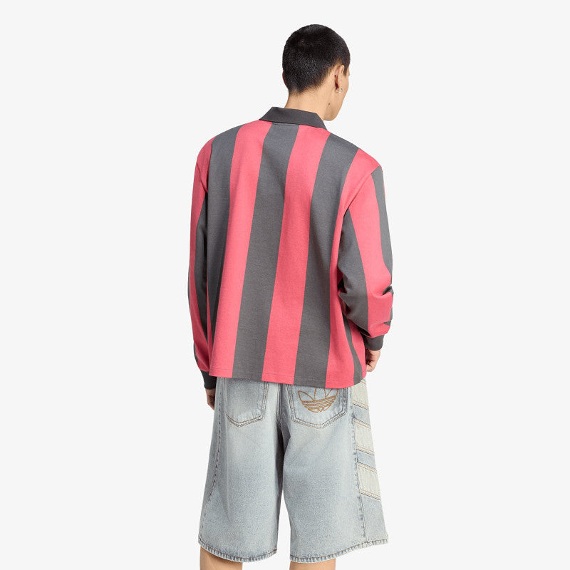 adidas Graphic Long Sleeve Polo Shirt Utility Black/ Cream White