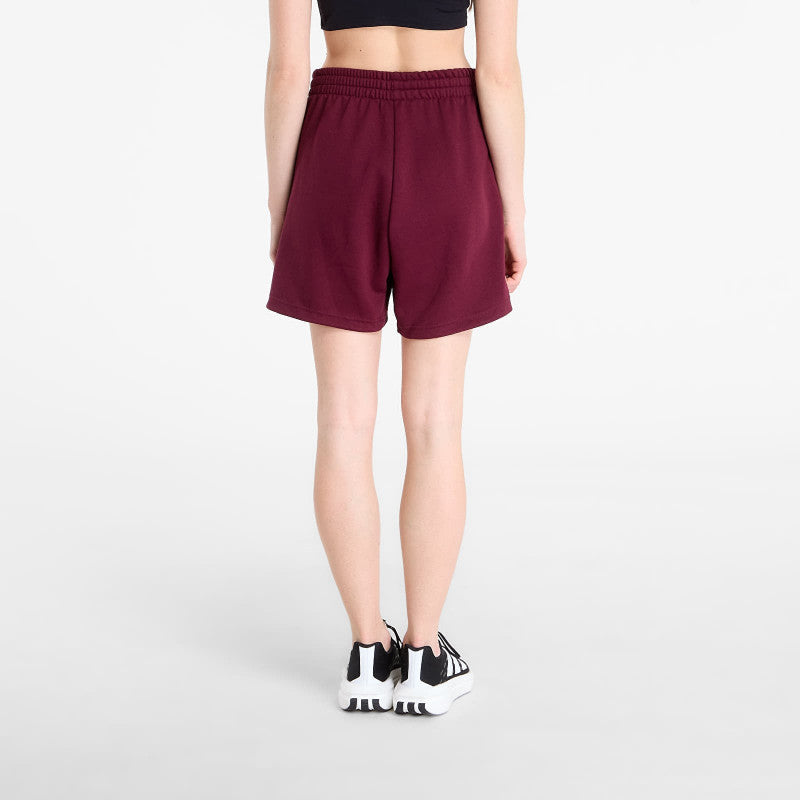 adidas 3 Stripes Studio Fleece Loose Shorts Maroon