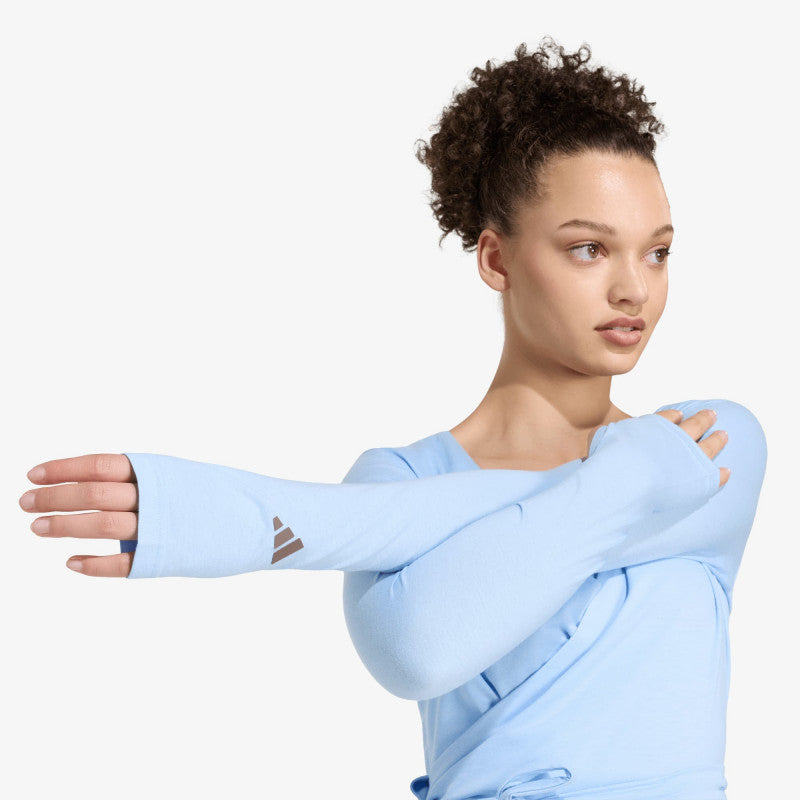 adidas 3 Stripes Studio Soft Ballet Wrap Top Glow Blue/ Earth Strata