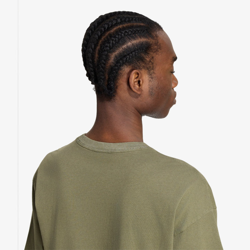 adidas Trefoil Essentials Washed Loose Dropped Shoulder T-Shirt Olive Strata