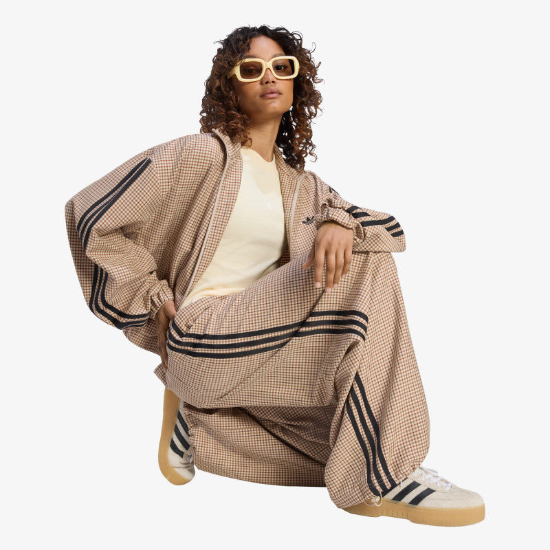 adidas Checks Trouser Loose Crystal Linen/ Aurora Coffee/ Orbit Green
