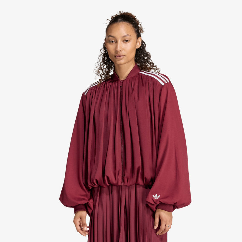 adidas Satin Pleated Track Top Shadow Red