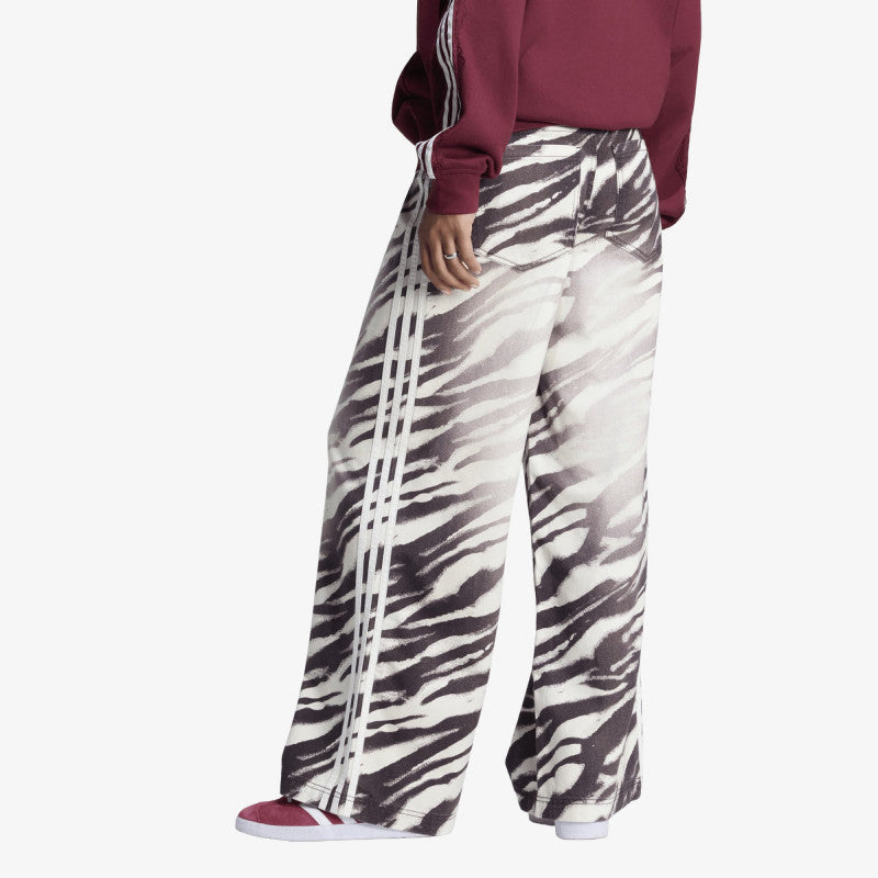 Jeansy adidas Adilenium Season 6 Zebra Print Wide Leg Denim Pants Aurora Coffee