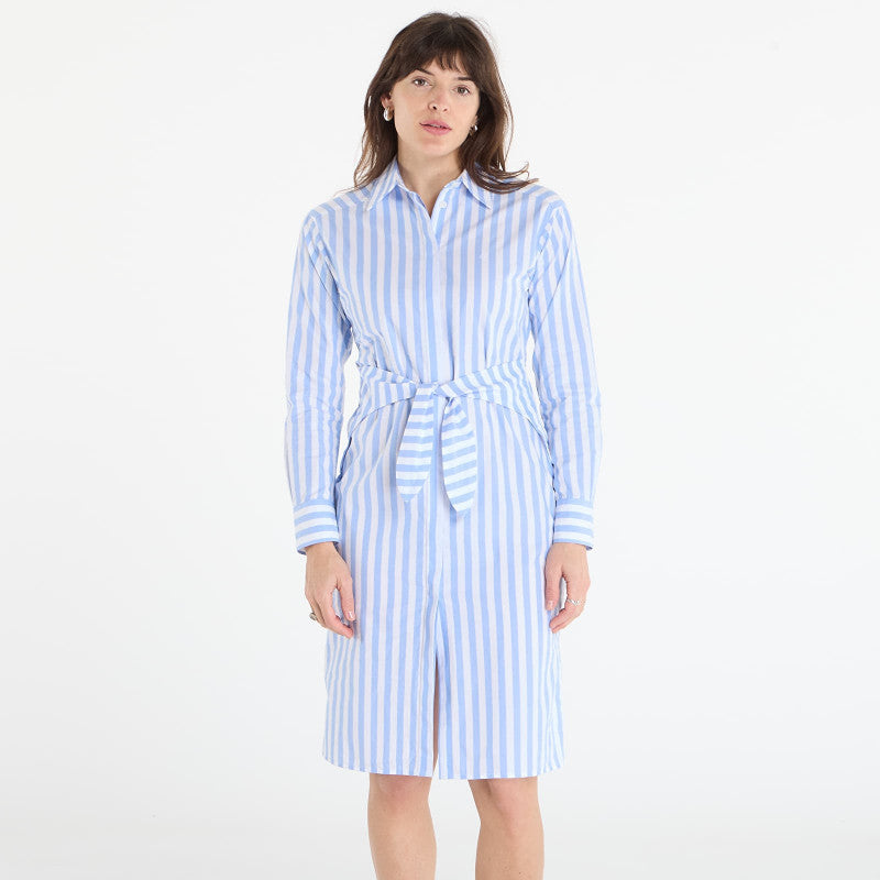 Sukienka Calvin Klein Jeans Yarndye Cotton Poplin Shirtdress Blue Descent Two Color Wide Stripe