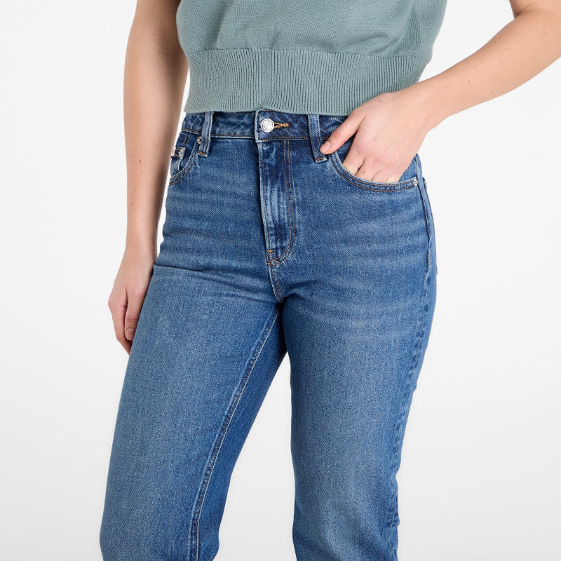 Jeansy Calvin Klein Jeans High Rise Straight Short Jeans Blue