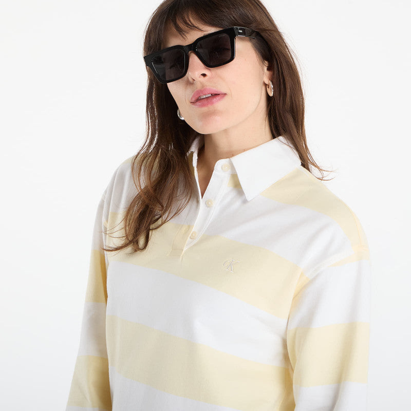 Sukienka Calvin Klein Jeans Ls Varsity Stripe Mini Polo Snow White Stripe