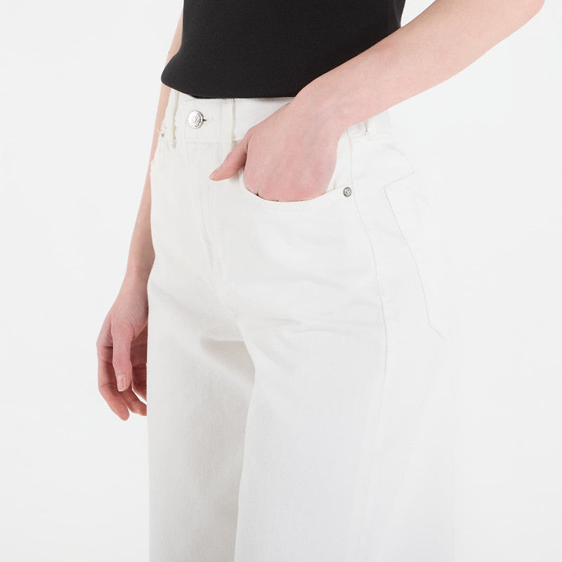 Jeansy Calvin Klein Jeans The Wide Leg Raw Hem Chalk White