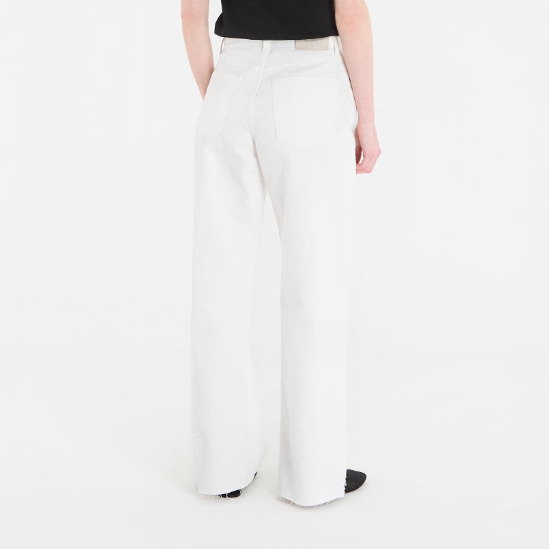 Jeansy Calvin Klein Jeans The Wide Leg Raw Hem Chalk White