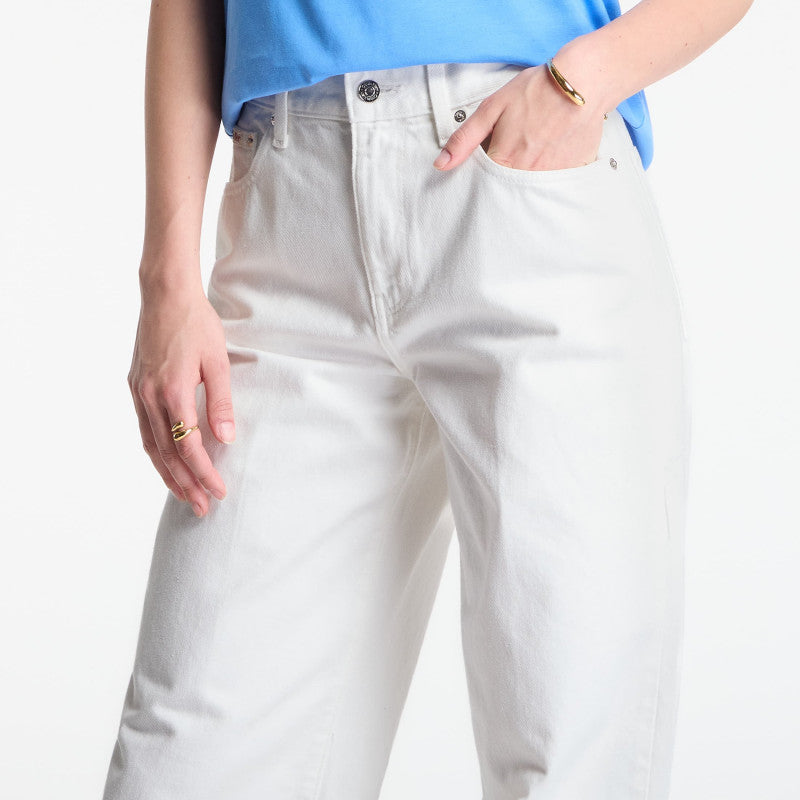 Jeansy Calvin Klein Jeans The Wide Leg Raw Hem Chalk White