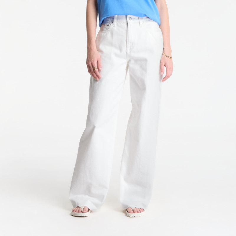 Jeansy Calvin Klein Jeans The Wide Leg Raw Hem Chalk White