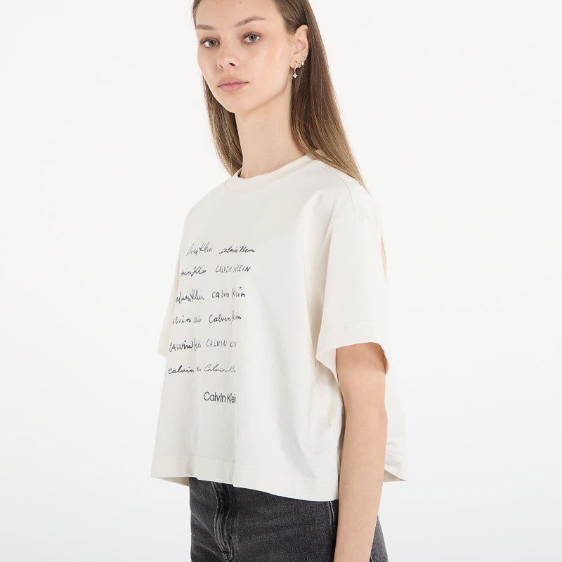 Calvin Klein Jeans Ss Cropped Boxy Grap Tee White
