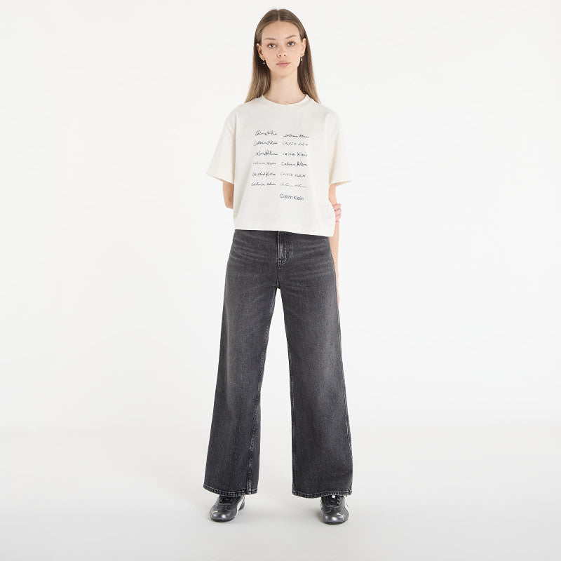 Calvin Klein Jeans Ss Cropped Boxy Grap Tee White
