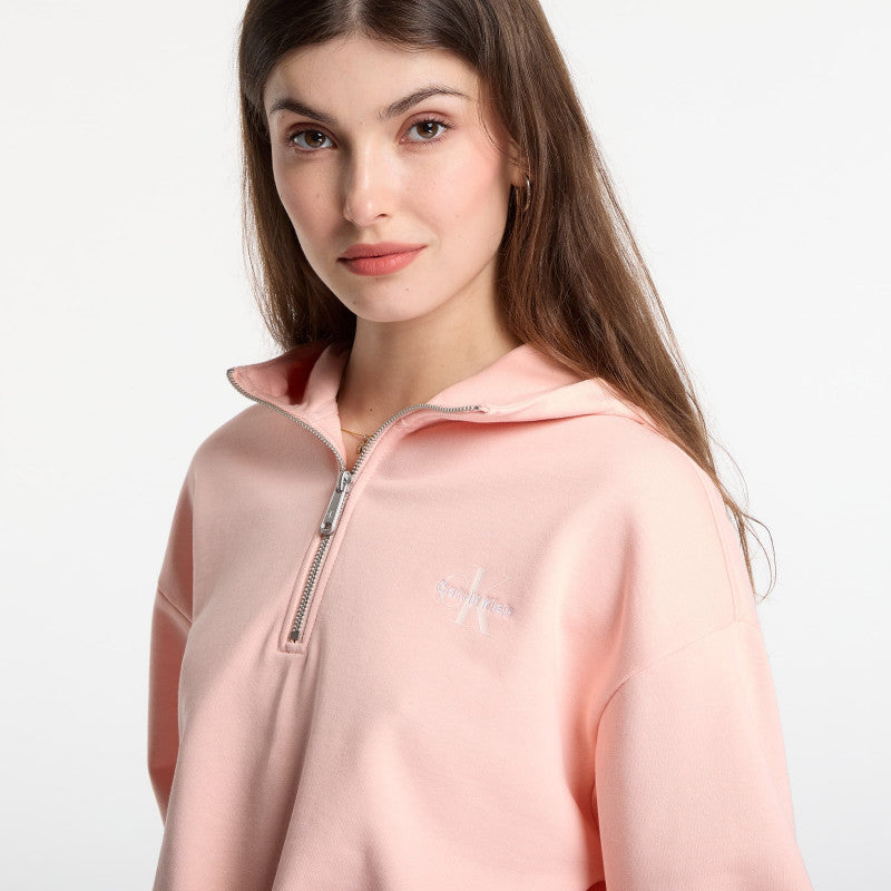 Calvin Klein Jeans Ls Monologo Terry Cropped Tie Hoodie Peachy Day