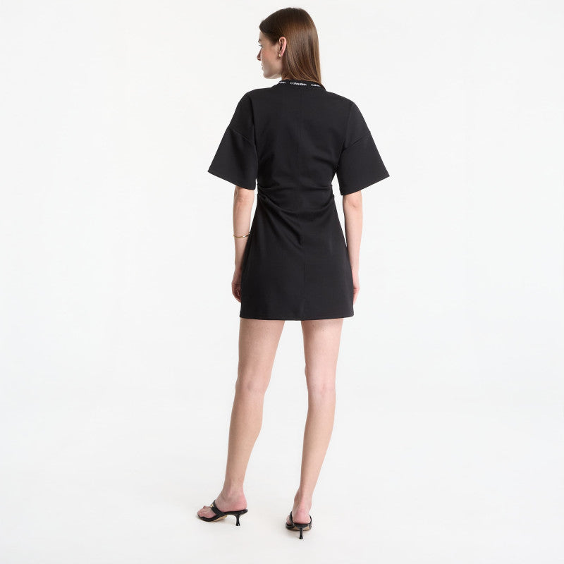 Sukienka Calvin Klein Jeans Ss Logo Rib Interlock T-Shirt Dress Black