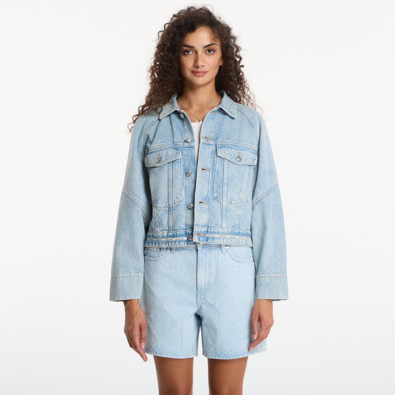 Calvin Klein Jeans Branded Boxy Denim Jacket Fresh Water
