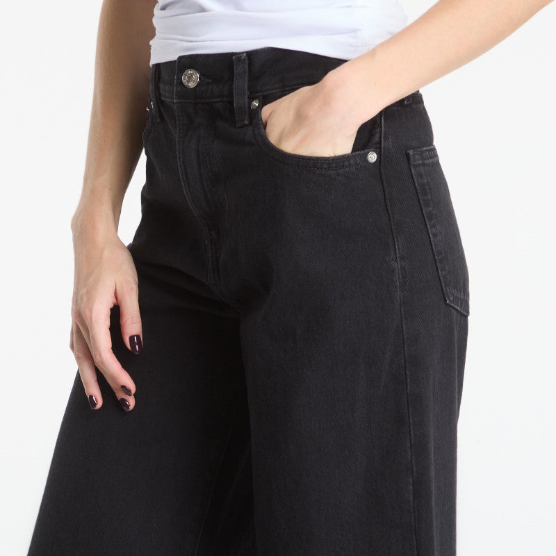 Jeansy Calvin Klein The Wide Leg Worn Black