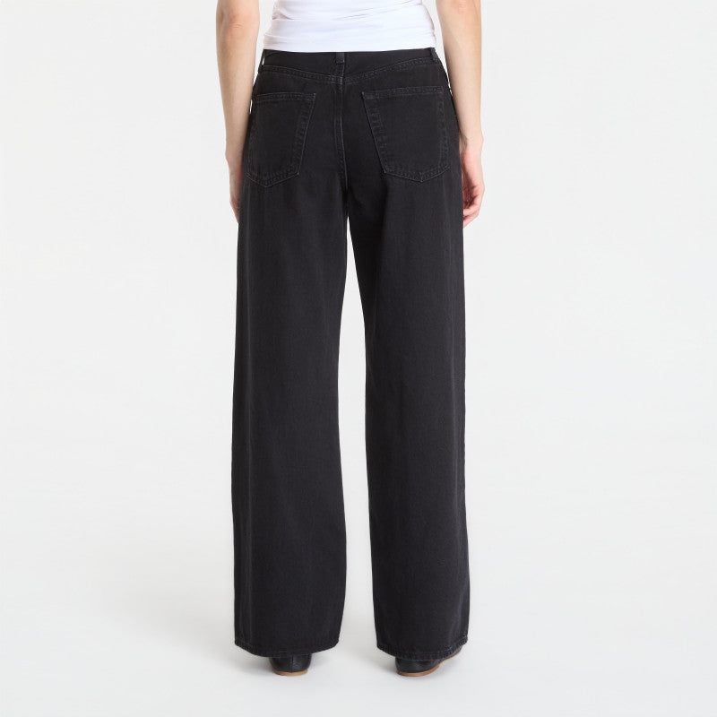 Jeansy Calvin Klein The Wide Leg Worn Black