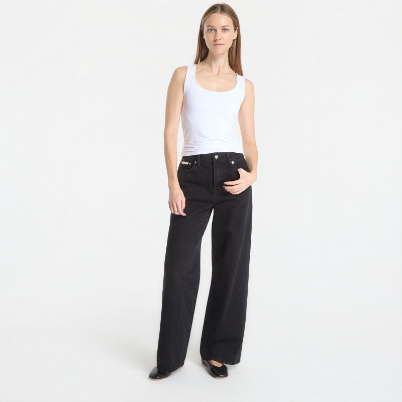 Jeansy Calvin Klein The Wide Leg Worn Black