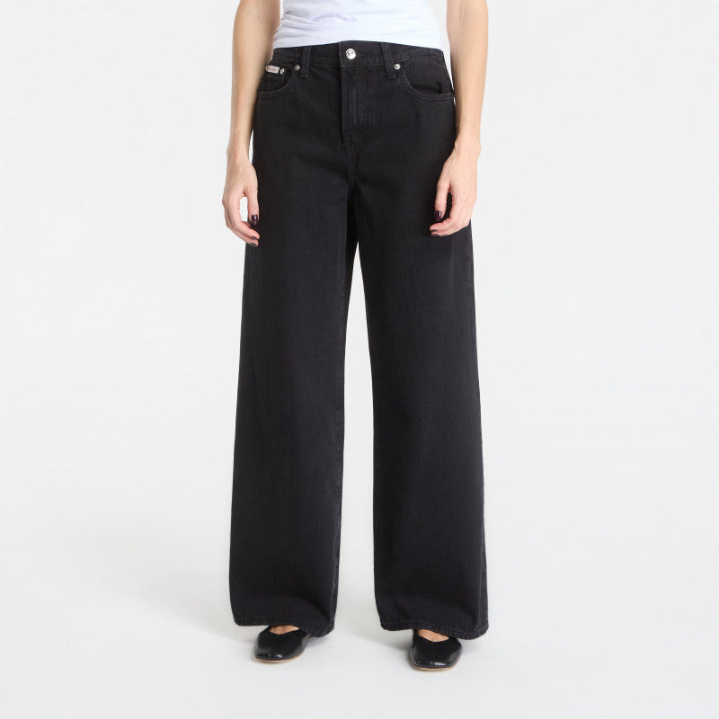 Jeansy Calvin Klein The Wide Leg Worn Black