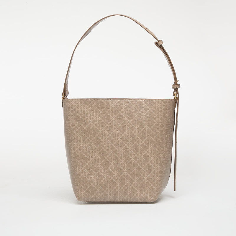 Calvin Klein Emblem Aop Medium Bucket Bag Desert Taupe