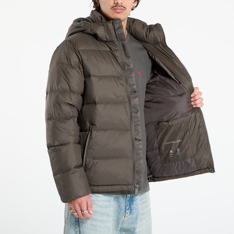 puchowa Calvin Klein Jeans Ls Nylon Zip Off Hooded Jacket Grey