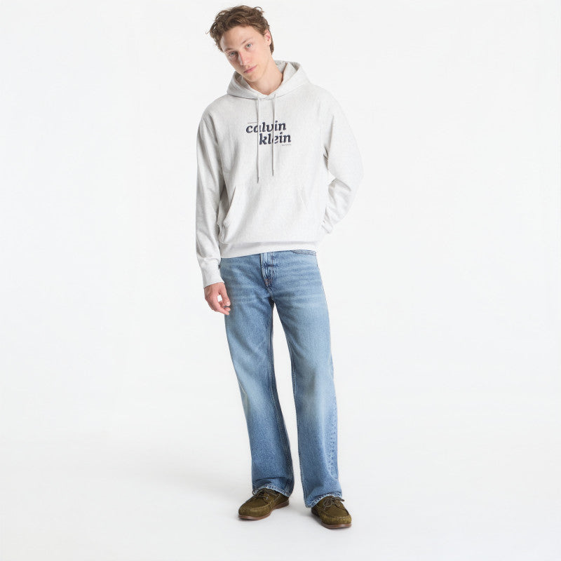 Calvin Klein Jeans Ls Premium Terry Graphic Hoodie Snowy Heather