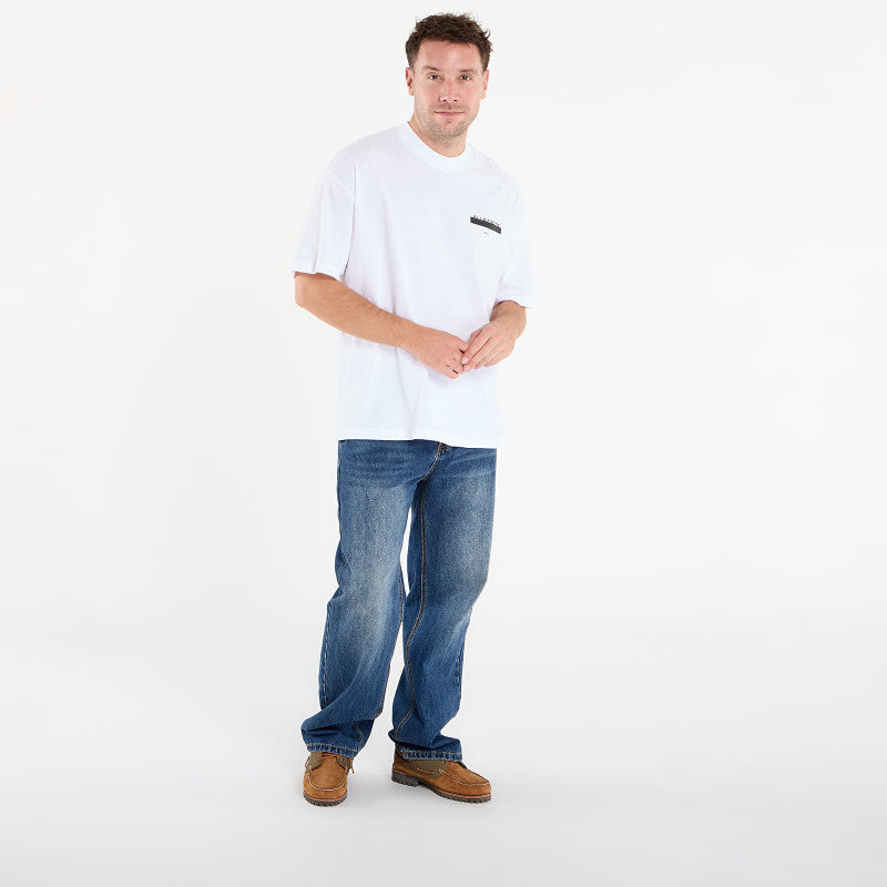 AllSaints Redact Oversized Embroidered Logo T-Shirt Ashen White