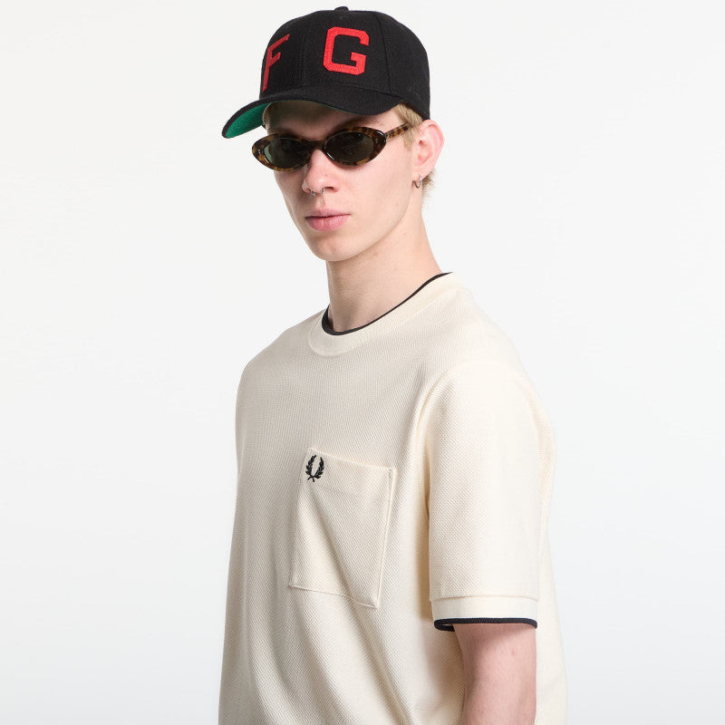 Fred Perry Pocket Detail Pique T-Shirt Ecru