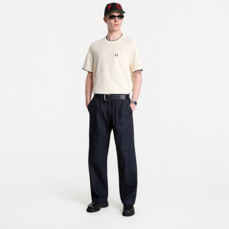 Fred Perry Pocket Detail Pique T-Shirt Ecru