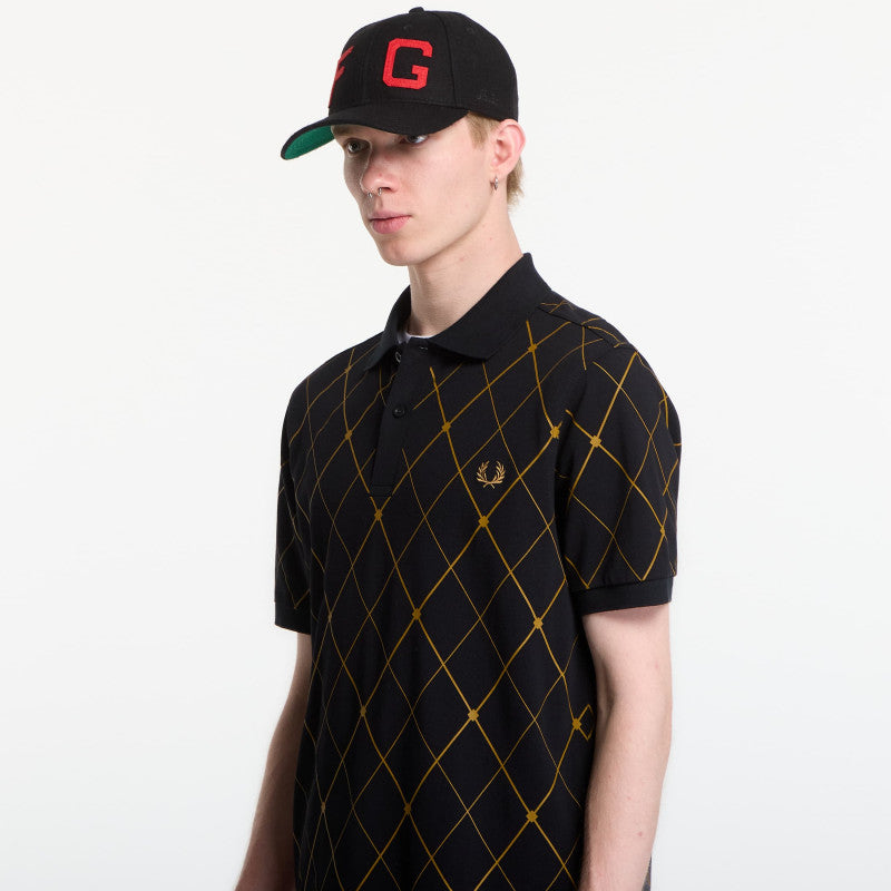 Fred Perry Argyle Print Fred Perry Shirt Black