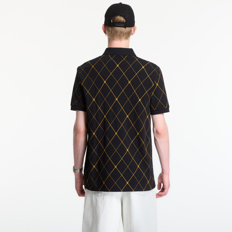 Fred Perry Argyle Print Fred Perry Shirt Black