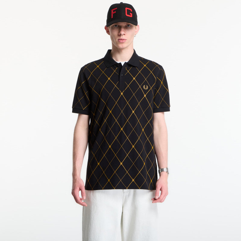 Fred Perry Argyle Print Fred Perry Shirt Black