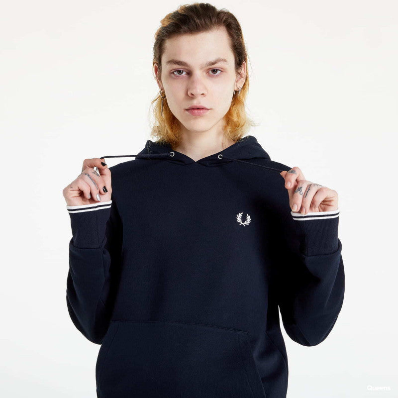 FRED PERRY Tipped Hooded Sweatshirt Navy