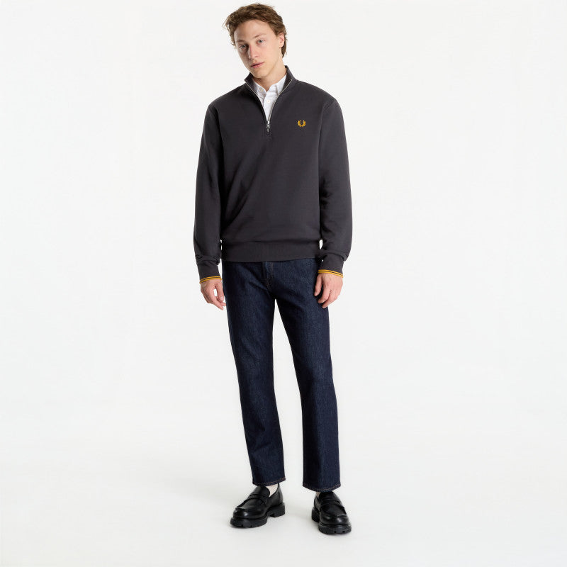 FRED PERRY Half Zip Sweatshirt Gray