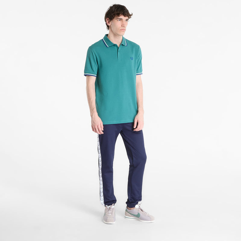 FRED PERRY Twin Tipped Fred Perry Shirt Deep Mint/ Snow White/ Soho Eclipse