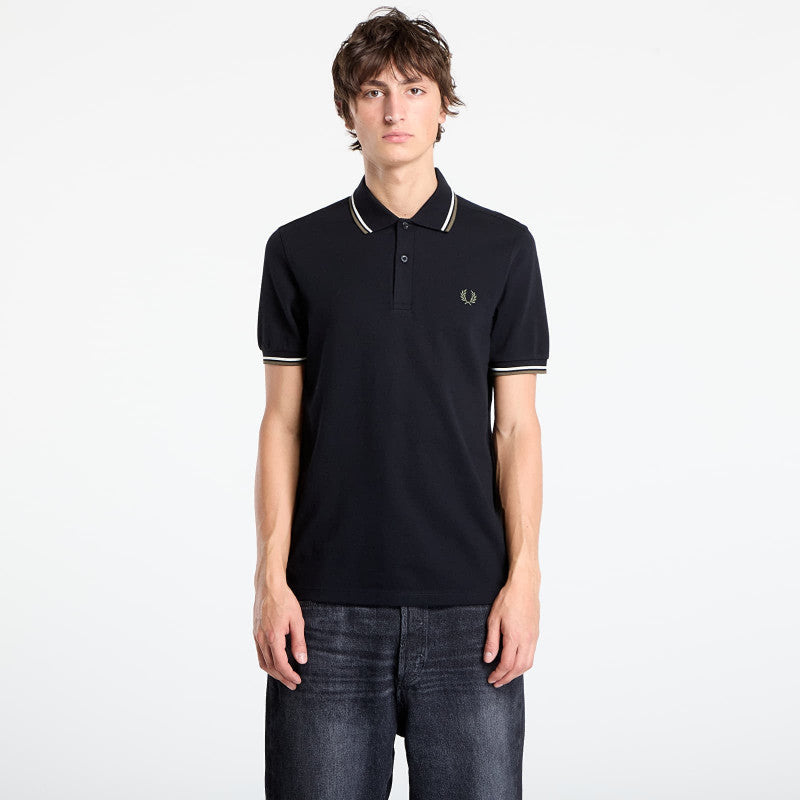 FRED PERRY Twin Tipped Fred Perry Shirt UNISEX Blk/ Ecr/ Lrlwgren
