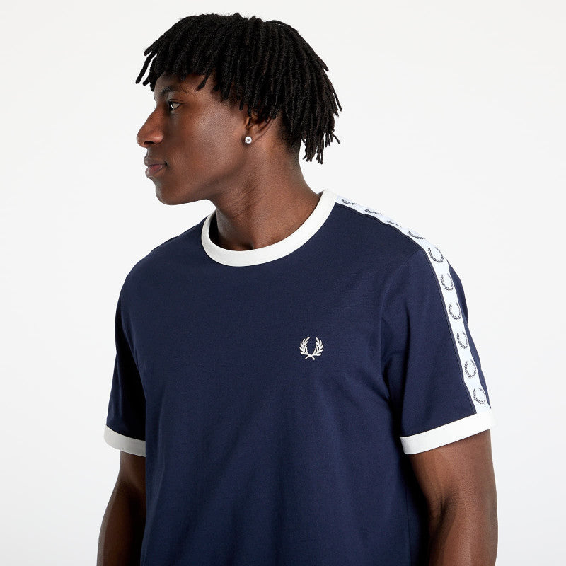 FRED PERRY Taped Ringer T-Shirt Carbon Blue