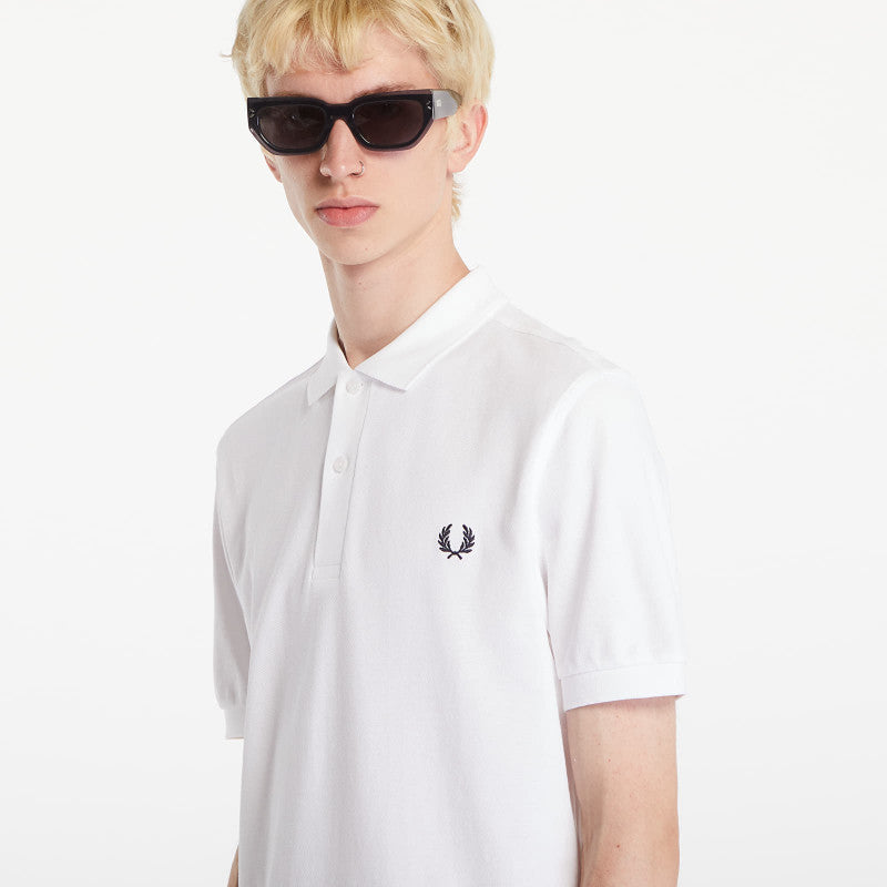 FRED PERRY Plain Polo Short Sleeve Tee White