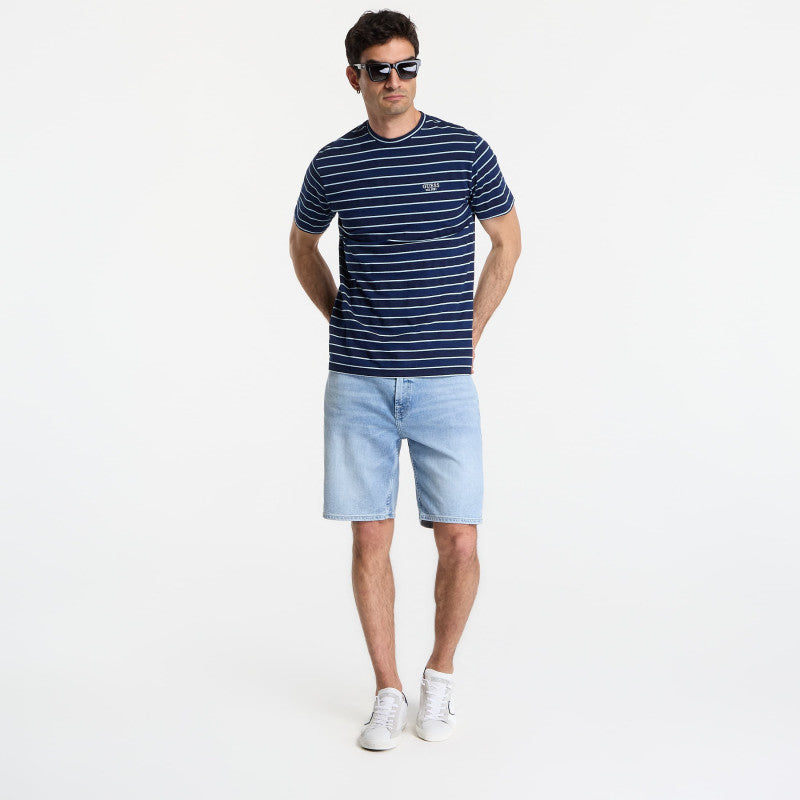 GUESS Cn Ss Indigo Stripes Embro Tee Dark Indigo White St