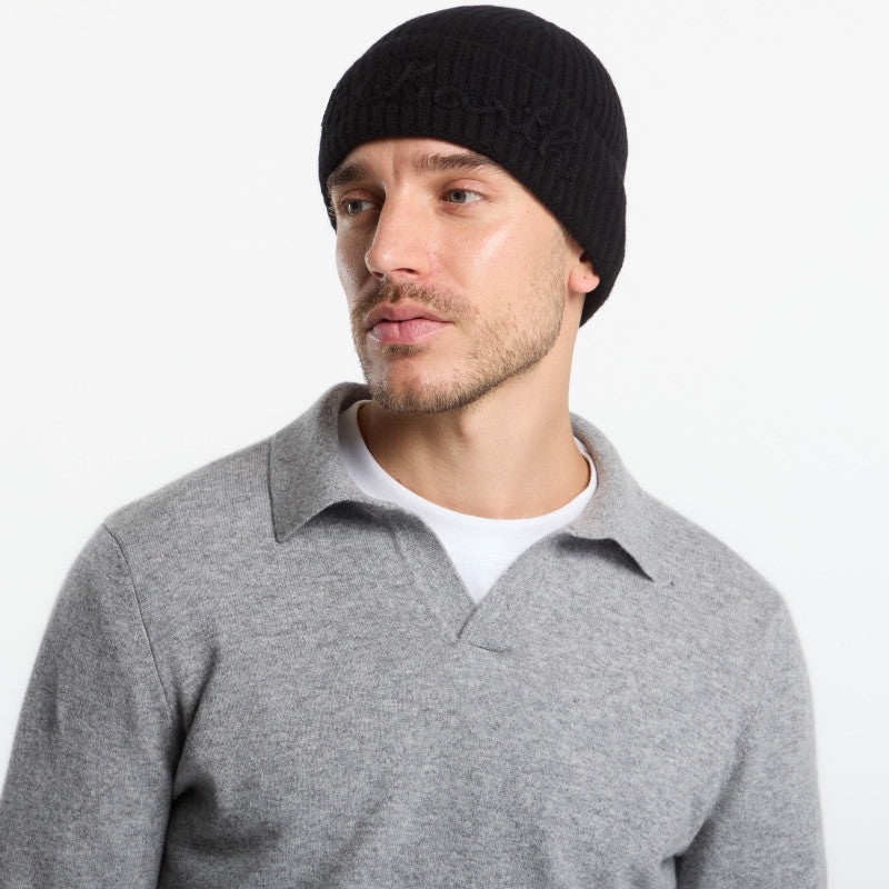 MC2 Saint Barth Moss Tonal Wool Beanie Black