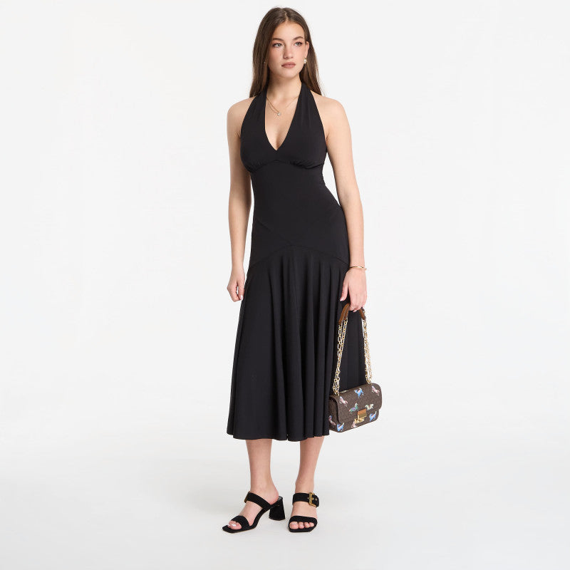 Sukienka Michael Kors Stretch Matte Jersey Halter Midi Dress Black