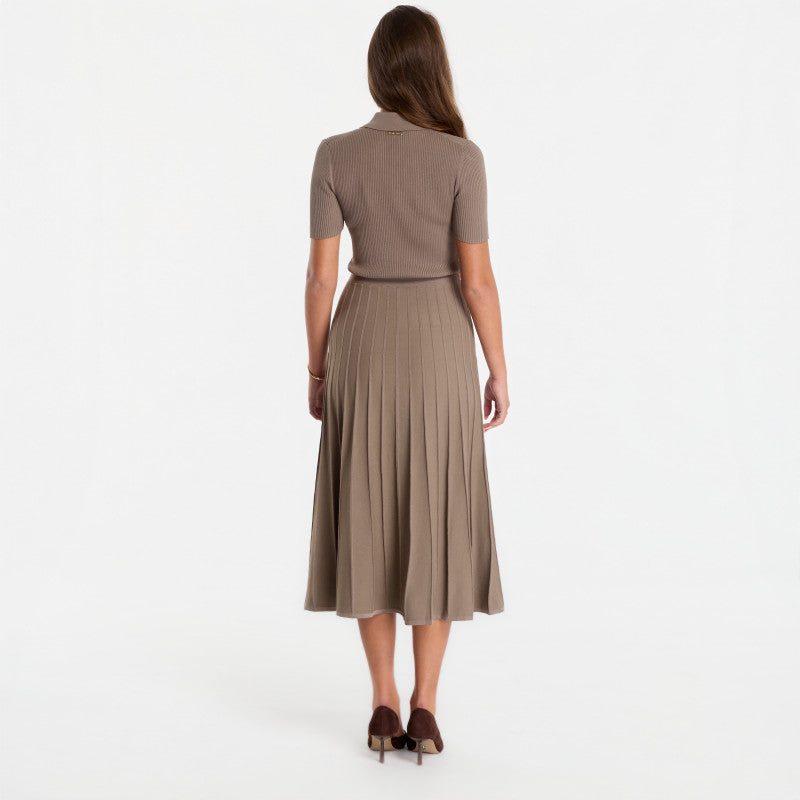 Sukienka Michael Kors Fit N Flare Polo Ss Midi Chestnut