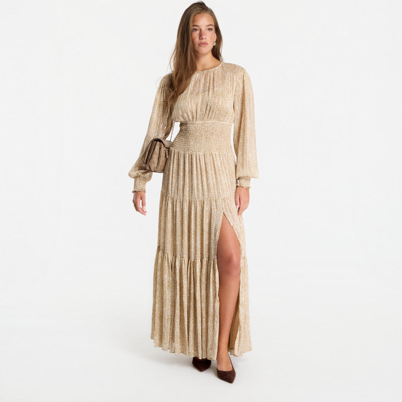Sukienka Michael Kors Ls Smock Maxi Dress Khaki