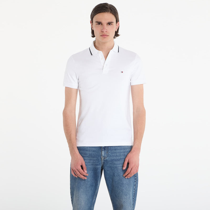 Tommy Hilfiger Liquid Cotton Tipped Slim Polo White