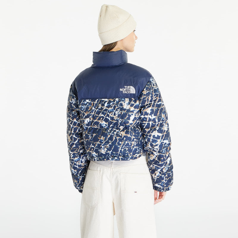 The North Face Nuptse Short Jacket Dusty Periwinkle Water Distortion Small Print/ Summit Navy
