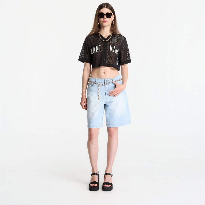 Karl Kani Mesh Cropped Baseball Shirt Black