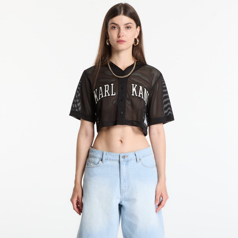 Karl Kani Mesh Cropped Baseball Shirt Black