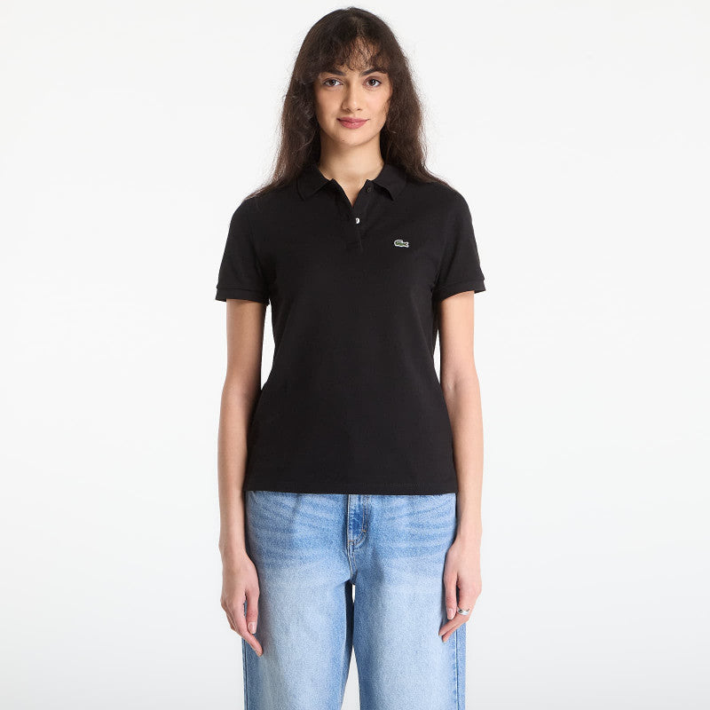 LACOSTE Short Sleeved Ribbed Collar Shirt Black
