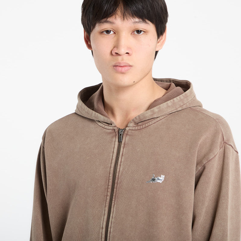 RIPNDIP Castanza Zip Up Hoodie Brown Vintage Wash