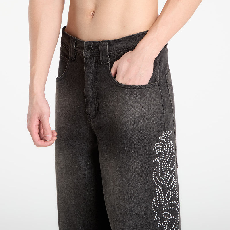 RIPNDIP Pretty Flacko Extra Wide Leg Pants Black Vintage Wash Denim